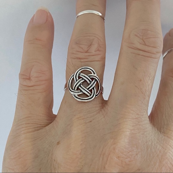 Sterling Silver Round Thin Celtic Ring, Endless Knots, Silver Rings, Love Knot - Picture 4 of 13